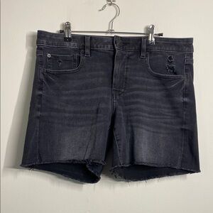 American Eagle The Dream Jean Distressed Black Shorts Size 12